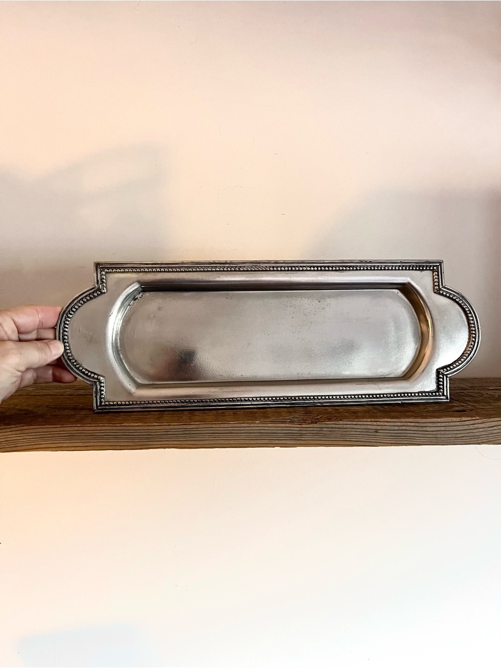 Decorative Pewter Vanity Tray - Beaded Edge